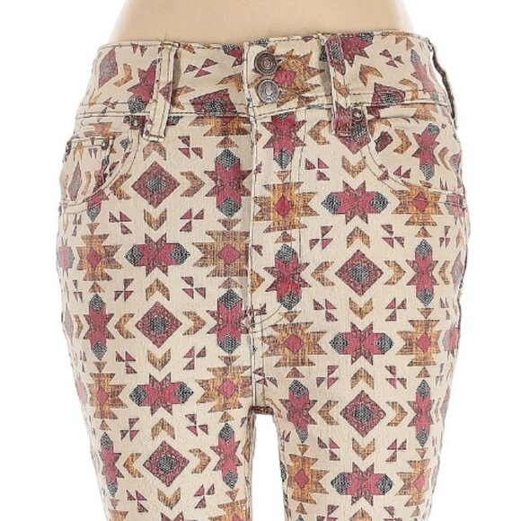 Free People Denim - Free People "We The Free" Aztec Print High Rise Raw Hem Jeans 27